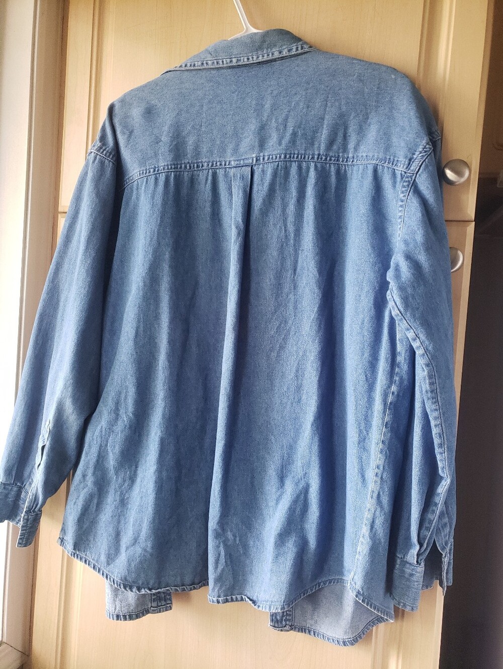 Free With A Bundle Vintage Woven Yoke Denim Button-Up Shirt Jacket - Light Blue - Picture 4 of 6